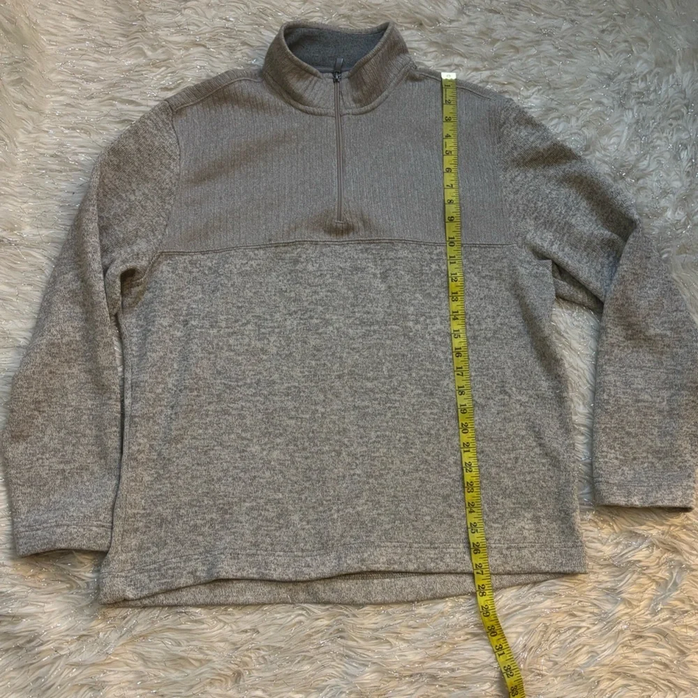 Van Heusen Flex Men's Beige 1/4 Zip-Up Long Sleeve Mock Neck  Sweater Size XL